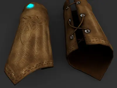 Bracers leather gloves - leather gloves Free low-poly 3D model