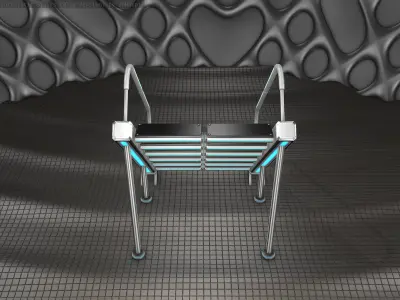 Sci-Fi Stairs - 20 - Silver Blue Neon Light Version Low-poly 3D model