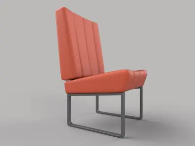 chair orange leather Low-poly 3D model