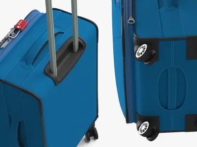 Red Combination Lock on Blue Suitcase 3D model