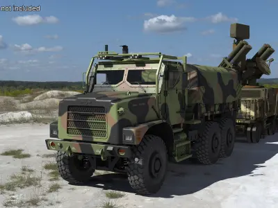 Truck with Trailer Air Defense Missile Complex 3D model