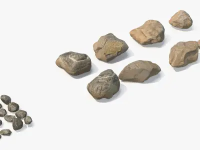 Natural Stone Set with Small Rocks 3D model