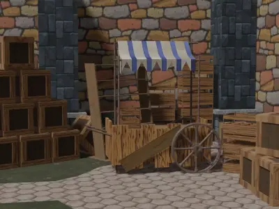 Medieval Stand Market 3D model