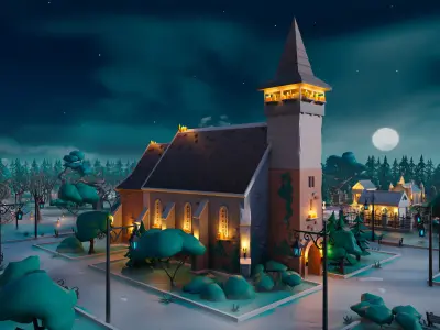 Cemetery Low-poly 3D model