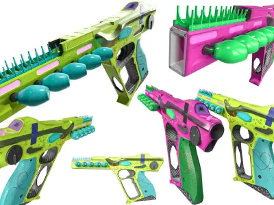 sci-fi Cartoon Pistol Low-poly 3D model