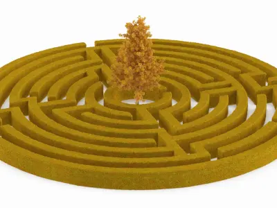Autumn Labyrinth Garden with Tree 3D model