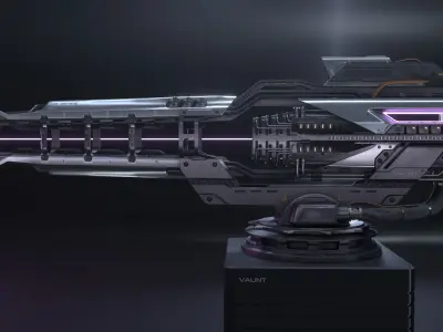 SCI-FI Futuristic Industrial Gimbal Mounted Laser Rail Weapon 3D model