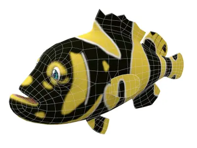 Giant Grouper Animated Fish Cartoon  Low-poly 3D model