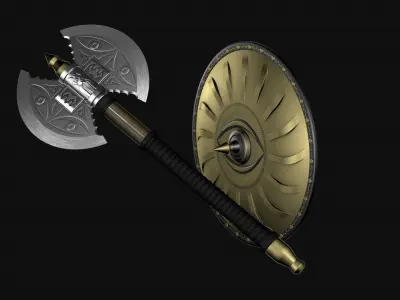 Shield and axe eye vengeance 3D model