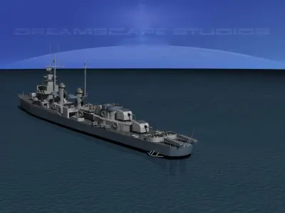 Fletcher Class Destroyer DD-661 USS Kidd 3D model
