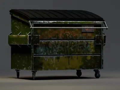 A pack of 3 trash bin Free 3D model
