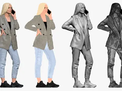 001507 girl with the phone 3D model