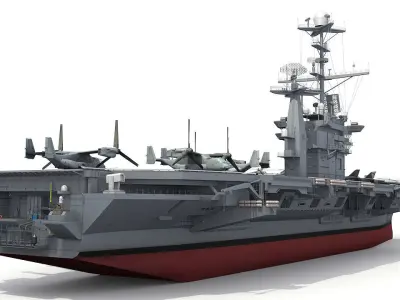 Aircraft carrier Low-poly 3D model