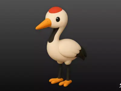 Cartoon Plush Crane Low-poly 3D model
