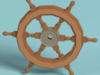 Low Poly Ship Wheel Low-poly 3D model