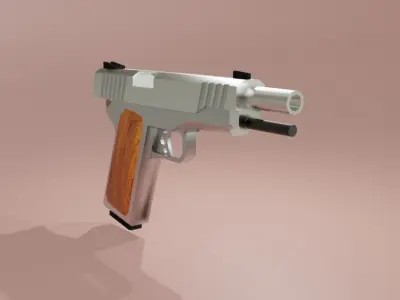 Pistol 9mm Chrome - Revolver Gun Weapon - Arma Low-poly 3D model