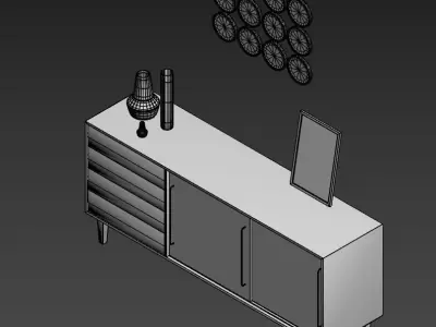 Wood Sideboard  Free 3D model
