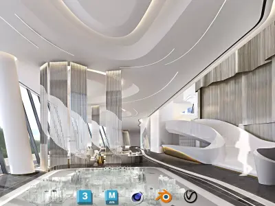 Contemporary Sales Office Environment - Full Scene for ArchViz Low-poly 3D model