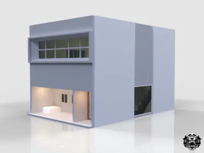 Modern House Building Low-poly 3D model