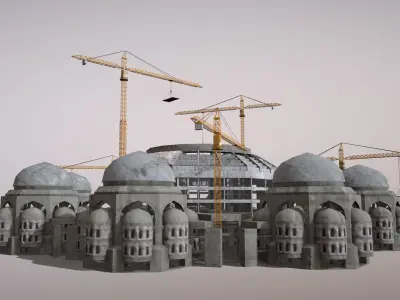 Cathedral Building Baghdad Rahman Mosque Low-poly 3D model