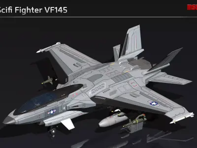 Scifi Fighter VF145 Low-poly 3D model