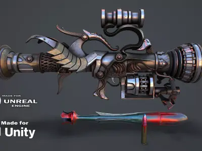 Fantasy rifle Low-poly 3D model