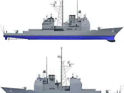 Blue USS Port Royal Missile Cruiser 3D model