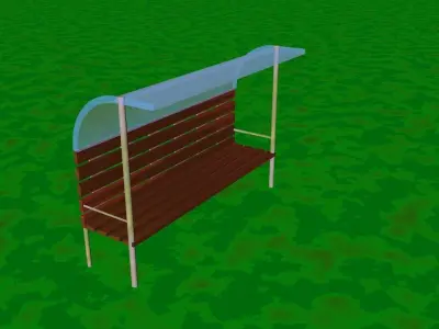 Bench park with glass canopy 3D model