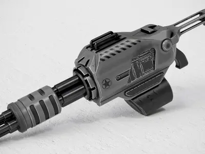 Sci-fi Minigun PBR Low-poly 3D model