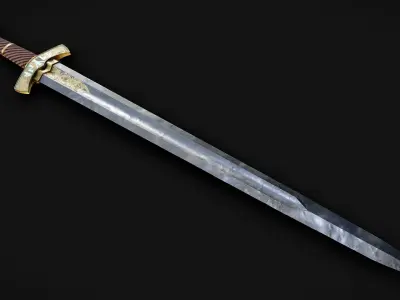 Viking runed sword Low-poly 3D model