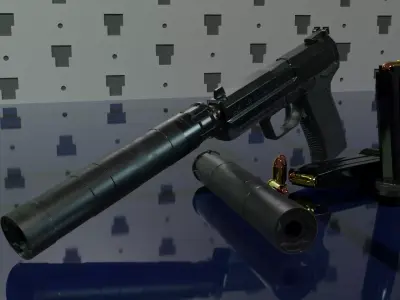Rugged Supressor Silencer Obsidian 45 ACP Low-poly 3D model