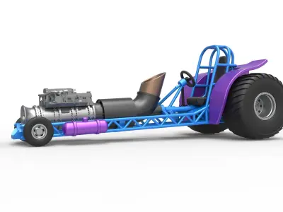 Mini Rod pulling tractor with jet engine Scale 1 to 25 3D print model