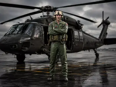 Military Helicopter Pilot - Rigged Low-poly 3D model