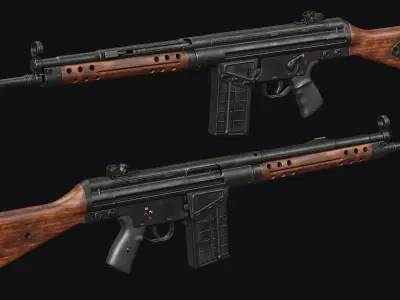 G3-AK4 Rifle Low-poly 3D model