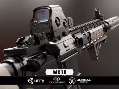 MK18 - Model and Textures Low-poly 3D model
