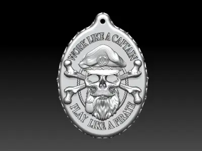 HM Skull Captain Keychain 01 3D print model