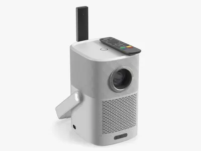 Modern Indoor Projector with Remote and Dongle 3D model