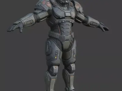 Futuristic sci-fi soldier 3D model