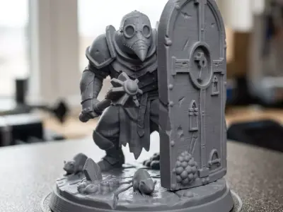 Pre-supported 32mm Grimdark Plague Knight - Fantasy Miniature  3D print model