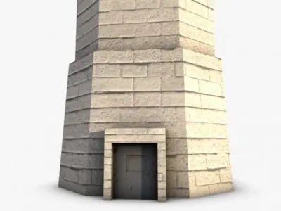 Low poly airbase control tower 3D model