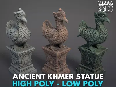 Ancient Khmer Statue26-250523 Low-poly 3D model
