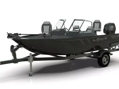 Boat Lowe Fishing Machine 1775 WT plus Trailer  Low-poly 3D model