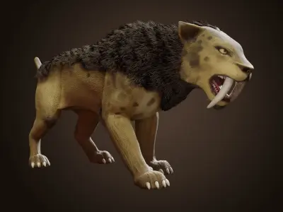Sabertooth - Smilodon Rigged PBR  Low-poly 3D model