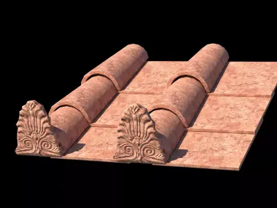 Roman roof tiles Low-poly 3D model