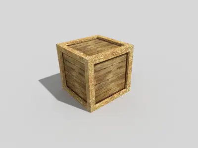 low poly wooden box Low-poly 3D model