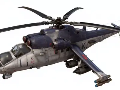 Low-Poly Attack Helicopter Mil Mi-24 Hind 3D model