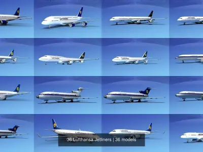 36 Lufthansa Jetliners 3D Model Collection