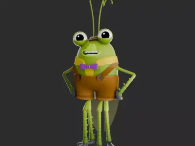 Talking Cricket Stylized 3D Character Puss in Boots Universe Low-poly 3D model