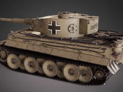 WW2 German Tiger tank Low-poly 3D model