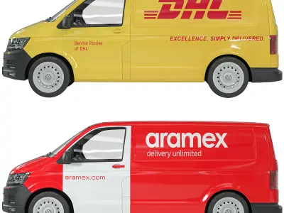 Volkswagen - Delivery Van 3D Model - for DHL - Aramex Low-poly 3D model